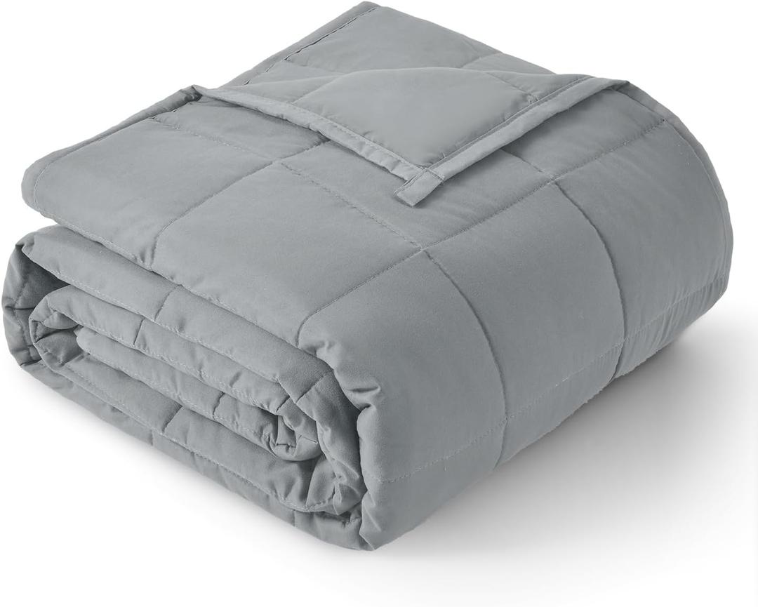 Topblan Weighted Blanket for Adults 12lbs, Breathable Cooling Weighted Blanket for Sleeping, Soft Heavy Microfiber Material with Glass Beads Blanket for All Season, Sofa Bed, 48"x72" Twin Size, Grey