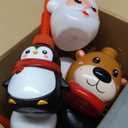 Sliner 12 Pack Christmas Party Favor Gift Cups with Straws and Lids,10 oz Christmas Plastic Cups Cute Santa Claus Elk Snowman for Winter Xmas Holiday Birthday Party Gifts Supplies