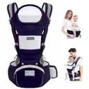Baby Carrier Newborn to Toddler, Ergonomic M Position 6 in 1 Baby Carrier with Hip Seat, Adjustable Detachable Baby Hip Carrier, All Seasons, for Babies 7-45 lbs (Blue)