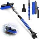 33" Snow Brush and ice Scraper for car Windshield, 2 in 1 with 360Rotating Brush Head, Thick PVC Brush,Detachable and Assembled, with Ergonomic Foam Grip for Cars(Heavy Duty ABSBlue)