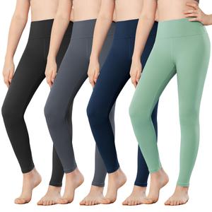 Stelle Girls Leggings with Pockets Yoga Pants Youth Athletic Dance Running Active Tights Pack (BK+CR+NV+JG, 5-6 Years)