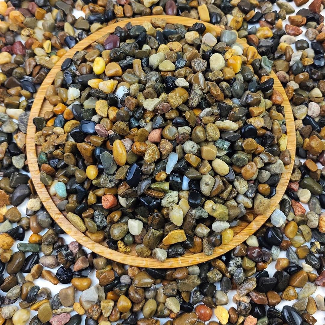 FANTIAN 20lbs Natural Fish Tank Gravel,1/4 Inch Pea Gravel. Mixed Color River Rocks for Aquarium, Succulent, Vase, Cactus Bonsai, Plant Soil Cover and Outdoor Landscaping Rocks