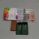 Qilery Mini Portable Watercolor Palette Set Wooden Grid Paint Box Watercolor Paper Sketch Book Brush Pens with Binder Clip for Painters Artist Not Include Paint(Pine Green)