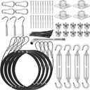 Sun Shade Sail Hardware Kit,304 Stainless Steel Cable Wire with Nylon Coating-4 PCS 10ft Sunshade Sail Hardware Kit,for Rectangle Triangle Square Sunshade Sail Installation for Outdoors,Garden,Railing