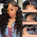 PYY Deep Wave Lace Front Wigs Human Hair Deep Wave Wig 13x4 HD Lace Frontal Raw Human Hair Glueless Wigs for Black Women Pre Plucked with Baby Hair 24 Inch