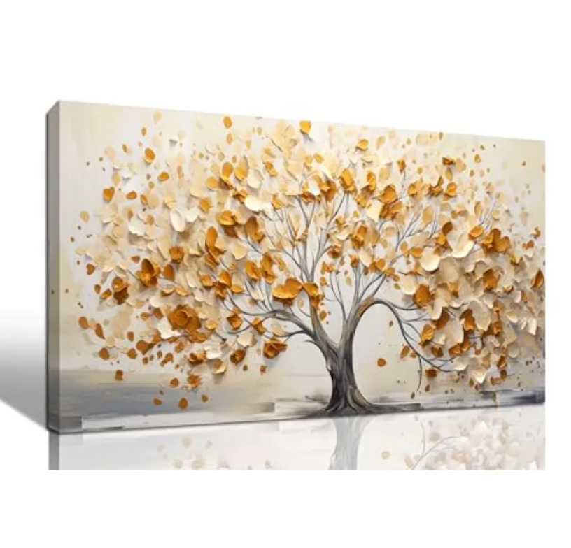 Decorative Painting Orange Leave Tree (24"x48")