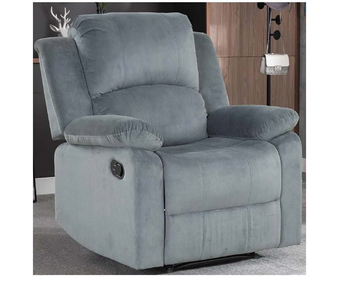 Manual Recliner Chair, Soft Fabric Overstuffed Recliner Single Sofa Chair for Living Room, Heavy Duty and Safety Reclining Mechanism