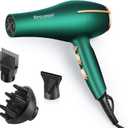 Pro Ionic Salon Hair Dryer,Xpoliman Blow Dryer,Powerful 2000 Watt with AC Motor,Quick Drying Hairdryers Diffuser Fast Dryer Lightweight Best Soft Touch Body -Green & Gold