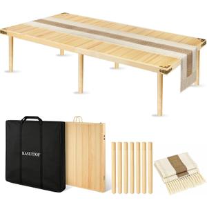 Low Picnic Table with 2 Adjustable Heights, Large Size for 6-8 people 28.3"D x 28.3"W x 27.6"H