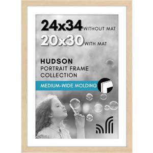 Americanflat 24x34 Poster Frame - Matted to 20x30 - Natural Oak