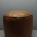 HIGOGOGO Round Stuffed Pouf Ottoman, Pu Leather Poufs with Foam Chunk Filling, Furry and Fluffy Pouf Foot Stool Storage Ottoman, 20 X 15 Floor Poufs Foot Rest for Living Room, Brown