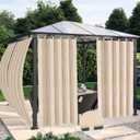 OutdoorLines Waterproof Outdoor Curtains for Patio - Windproof Tab Top Gazebo Curtain Panels - Privacy Sun Blocking Outside Curtain Set for Porch, Pergola and Cabana 54 x 84 inch, Beige, 2 Panels