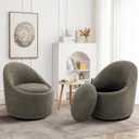 Modern Green Accent Swivel Chair Set of 2 - 360 Barrel Chair with Hidden Storage for Living Room/Bedroom