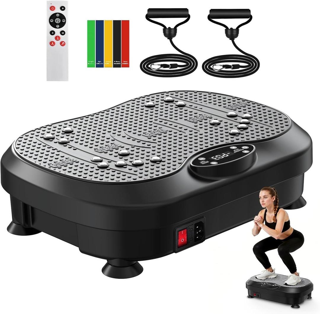 Vibration Plate Exercise Machine for Lymphatic Drainage with 200 Levels, Whole Body Fitness Workout Equipment Stand Shake Board Sport Gym for Weight Loss Fat Burner for Women Men