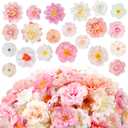 210 Pcs Mini Silk Flower Heads Small Pink Fake Rose Daisy Faux Flowers Bulk for Crafts Artificial Loose Fabric Flowers Heads Sunflower Bulk for Wedding Hair Cap Dresses Decorations (Light Pink Mixed)