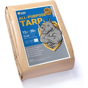 GUARD SHIELD Beige Tarp 12x20 Feet Large Tarps Heavy Duty Outdoor Tarpaulin Cover 12mil
