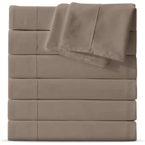 Maple&Stone Full Flat Sheet 6 Pack,Premium Soft & Breathable,Brushed Microfiber Fabric,Anti-Shrinkage & Non-Fading,Bulk Flat Sheets Only Full Size (Brown)