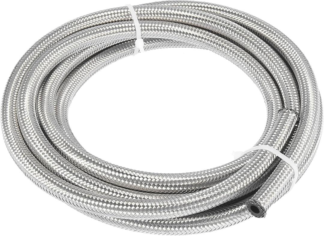 X AUTOHAUX 10 Ft 4AN Fuel Hose AN4 1/4" Universal Braided Stainless Steel CPE Oil Fuel Gas Line Hose