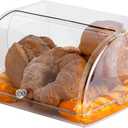 Gagee Bread Box for Kitchen Countertop,Acrylic Bread Storage Container for Homemade Bread,Cookies, Bagels, Muffins, Bread Holder with Roll Top Lid,Clear