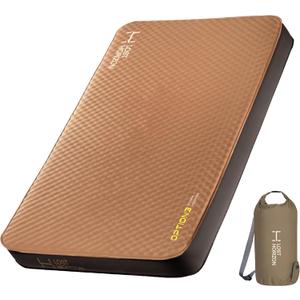 LOSTHORIZON Air & Foam Camping Mattress, Self-Inflating Sleeping Pad, 4.5" Thick, with Pump Sack, Twin (Brown)