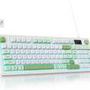 Owpkeenthy 96% Wireless Green Keyboard with Knob, 98 Keys Silent Gasket Mouted Mechanical Feeling Membrane Gaming Keyboard 3-Mode Wired/Bluetooth 5.0/2.4G for Win/Mac(98 Green)