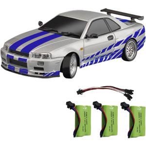 Skymaker LDRC Drift Car Nissan Skyline GTR R34 1/18 RWD High Speed Drifting RC Model Drift Cars 2.4GHz with Gyroscope 3 Batteries (Silver) Skymaker LDRC Drift Car Nissan Skyline GTR R34 1/18 RWD High Speed Drifting RC Model Drift Cars 2.4GHz with Gyroscope 3 Batteries (Silver)