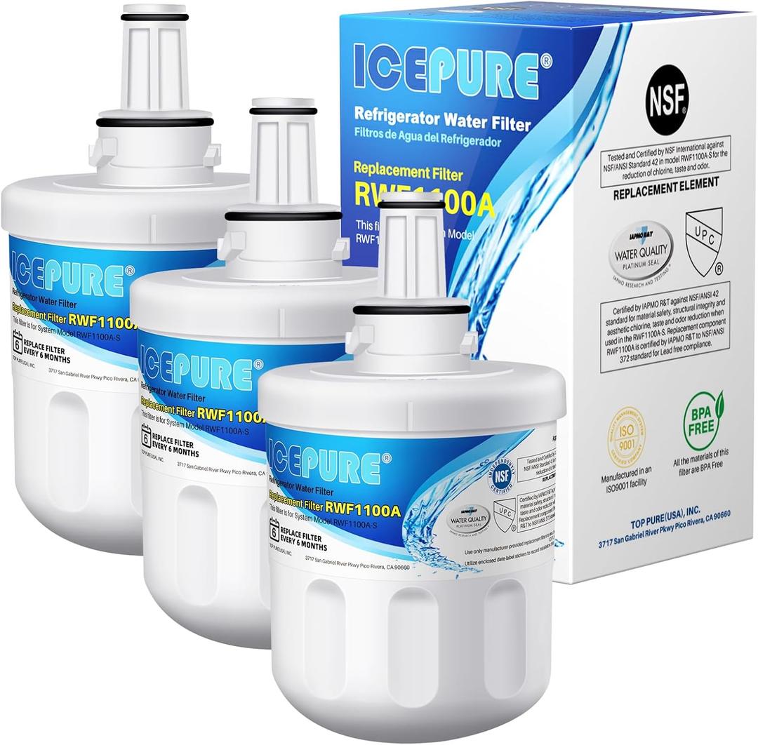 ICEPURE DA29-00003G Replacement for DA29-00003B DA29-00003A, Aqua-Pure Plus DA29-00003D DA29-00003F DA97-06317A, HAFCU1, WF289, WSS-1 WFC2201 HDX FMS-1 RWF1100A Refrigerator Water Filter 3PACK