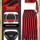 Fourluoo 5 Pcs Pirate Costume Accessories Set Women Pirate Skirt Head Scarf Hat Eye Patch Skull Jewelry for Cosplay Outfit(Red and Black Stripes,L)