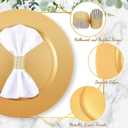 200 Pieces Charger Plates Bulk with Napkin Rings,Simple Style,Light Gold