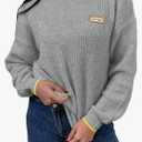 Saodimallsu Womens Sweaters Crew Neck Long Sleeve Knit Contrast Piping Stripe Lightweight Casual Fall Pullover Tops 2025
Size M