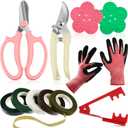 WILLBOND 11 Pcs Floral Tool Kit Rose Leaf Thorn Stripper Rose Pruning Shears Trimmer Remover Garden Floral Gloves Tapes Florist Garden Tool Gift Kit for Women(Pink)