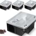 Qualirey 4 Pcs Rat Bait Station 8.86 x 7.28 x 3.62 Inches Rat Traps with Openable Lid, Blocks Boxes with Keys for Big Mouse, Keeps Children and Pets Safe Indoor & Outdoor, Bait Not Included (Clear)