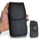 Cell Phone Holster for Men with Belt Clip, Universal Large Phone Pouch for Belt Cellphone Carrier Nylon Case iPhone Holster, Samsung Galaxy Phones Holder, Black, for Men & Women