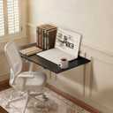 GOYLSER Wall Mounted Table Fold Down Workbench Length 25" Width 15.7", Laundry Floating Desk for the Garage/Shed/Office/Bar/Home Kitchen & Dining Room, Black, 25"x15.7"