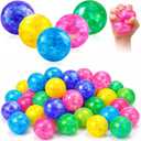 20 Pcs Glitter Stress Ball for Adults Bulk Colorful Stretch Stress Relief Ball Cute Sensory Fidget Funny Soft Squeeze Party Supplies for Anxiety Autism Birthday Prizes Goodie Bag Stuffers