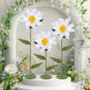 Hotop Giant Flowers for Decoration 5.3 ft Wedding Giant Artificial Daisy Flowers with Standing Base Oversized Daisy for Ceremony Birthday Wedding Arrangements Banquet Decor 1 Set (Yellow, White)