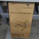 Vaunn Medical Pneumatic Adjustable Overbed Bedside Table With Wheels (Hospital and Home Use)