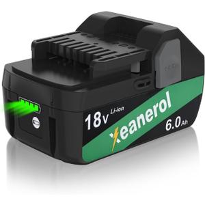 18V 6.0Ah Replacement for Metabo HPT 18V Battery, Lithium Ion Battery Compatible with Metabo Battery 18V, NV1845DA NR1838DKA NT1850DG NT1865DSA KC18DEXQB Cordless Power Tools