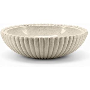 Large Resin Decorative Bowl 12 Inch, Fruit Bowl Sandstone Ruffle Key Bowl for Coffee Table Shallow Centerpiece Bowl Catch All Bowl for Kitchen Counter, Entryway, Living Room