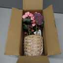 Briful Artificial Pink Geranium Flowers in Woven Basket, 11 Tall Silk Flower Arrangement, Realistic Geraniums Artificial Outdoor Plants for Home Indoor Farmhouse Table Wedding Centerpiece Decor