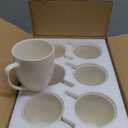 Coffee Mugs Set of 6, 16 Oz White Coffee Mugs, Porcelain Mugs, Large and Easy to Grip Mug Sets, Embossed Coffee Cup Set for Coffee, White