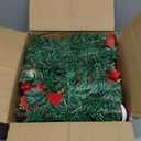 9 FT Pre-Lit Christmas Garland with 50 LED Lights Red Bows Flowers, Indoor Outdoor Lighted Garland for Stairs, Mantle, Door, Fireplace, Banister, Staircase, Holiday Christmas Decor, Battery Operated