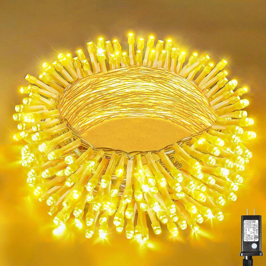 200 LED Christmas Lights Outdoor Indoor 66ft Connectable Twinkle Fairy String Lights 8 Modes Clear Wire, Plug in Warm White Christmas Lights Outdoor Waterproof for Bedroom Xmas Tree Decorations