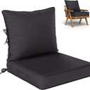 Outdoor Seat Cushion Set 22 L  22 W  4 H Inch Waterproof & Fade Resistant Patio Furniture Cushions with Removable Cover with Handle and Straps for Sofa Chairs, Chairs, Grey