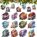 2 x Generic Christmas Wooden Gnome Animal Ornaments, Handcrafted Holiday Decorations, 3.15 Inch, 36 Pack, 12 Unique Designs with Hemp Rope for Tree, Home Decor