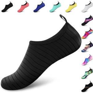8 x VIFUUR Water Shoes for Men Women Barefoot Quick Dry Aqua Socks Slip On (Black)