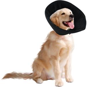Adjustable Dog Cat Cone,Soft Recovery Cat Cone Collar,Dog Protective Collar for Cats,Puppy and Dogs,Black,Large (Large(neck:15.7"-17.3"), Black)