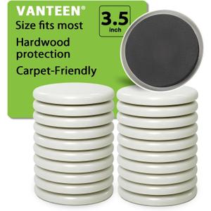 Furniture Sliders for Carpet 20 Pieces 3.5 Inch Heavy Duty Movers Pads Plastic EVA Gliders Easy Move Sofa Bed Table Without Lifting (Beige, 3.5")