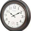 Large Outdoor Clock Waterproof 18" - Retro Indoor Outdoor Wall Clocks with Thermometer for Patio Pool Garden Living Room Decor,Bronze (18 Bronze)