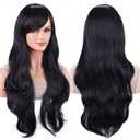 ANESHE Wigs 28 Inch 70cm Long Curly Wavy Hair Wig Heat Resistant Cosplay Wig with Wig Cap (Black)